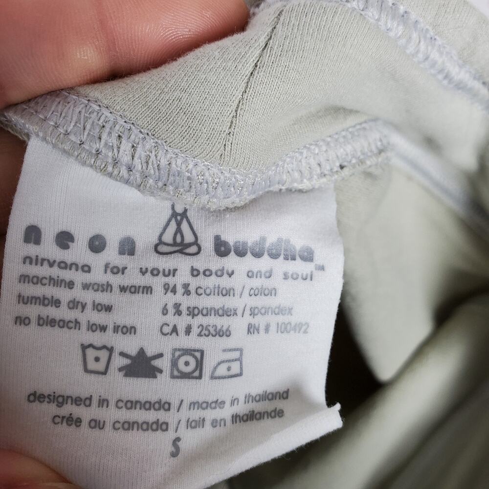Neon Buddha Pants S Beige Capri Cropped Yoga Meditation Pull On Comfort Stretch - Picture 7 of 10
